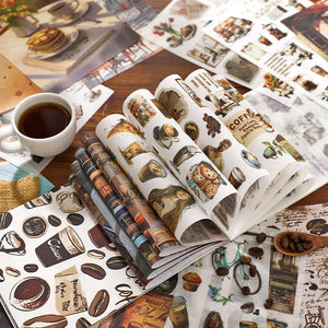 Retro Sticker Book 50 Sheets journal sticker scrapbook creative journal junk journal bullet journal planner vintage coffee themes