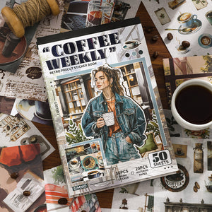 Retro Sticker Book 50 Sheets journal sticker scrapbook creative journal junk journal bullet journal planner vintage coffee themes