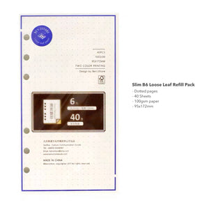 Slim B6 Loose leaf refill paper 40 sheets bullet journal Filofax planner
