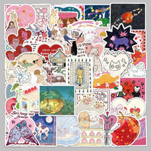 Load image into Gallery viewer, Sweetheart Sketches Sticker Pack 50Pcs bullet journal sticker junk journal scrapbook planner, suitcase sticker laptop sticker