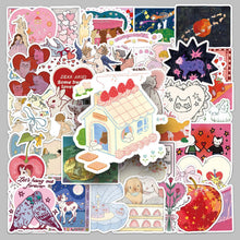 Load image into Gallery viewer, Sweetheart Sketches Sticker Pack 50Pcs bullet journal sticker junk journal scrapbook planner, suitcase sticker laptop sticker