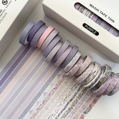 Washi Tape Thin rolls 20 pack purple journaling materials scrapbook stickers
