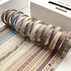 Washi Tape Thin rolls 20 pack vintage brown journaling materials scrapbook stickers