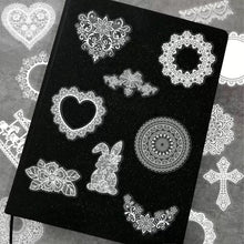 Load image into Gallery viewer, Whtie Lace PET Sticker Pack | 50 Pcs Die Cut Stickers vintage stickers