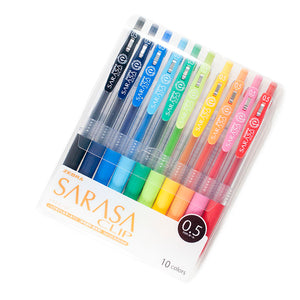Zebra Sarasa Push Clip Gel Pen 10 Colour Set 0.5mm bullet journal notes taking office everyday writing
