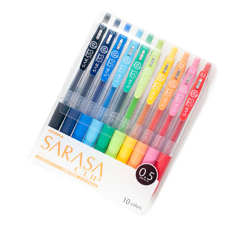 Zebra Sarasa Clip Gel Pens 0.5 mm (10 color set)