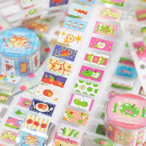 Apple Wonderland Sticker Roll planner sticker bullet journal stickers junk journal scrapbook kiss cut sticker washi tape