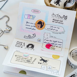 Washi Tape Little Black Cat - Cat Doodle bullet journal planner sticker creative journal cute stickers