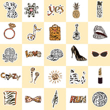 Load image into Gallery viewer, Cheetah Pattern Sticker Pack 50 Pcs Die Cut Animal Stickers bullet journal scrapbook art journaling