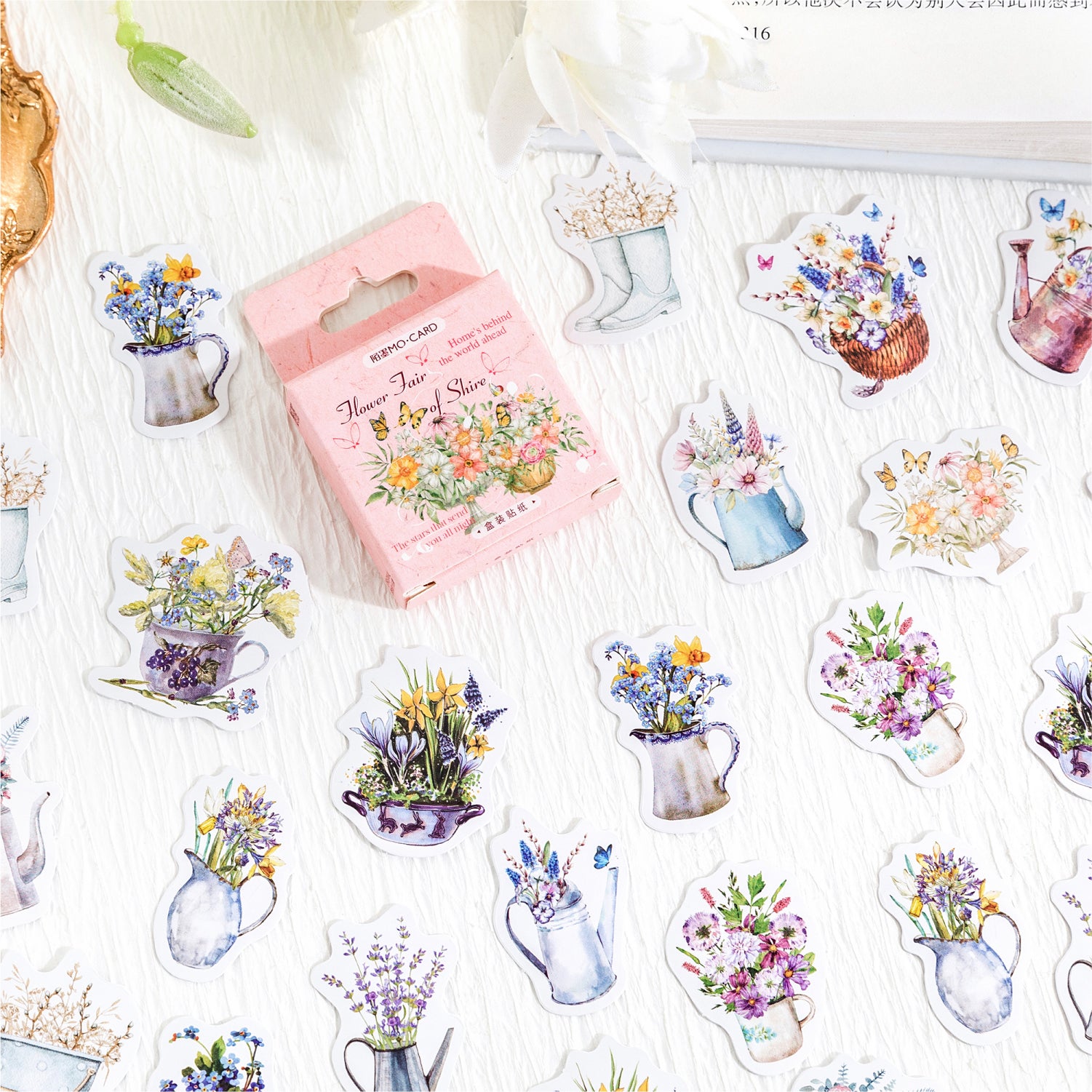 Vintage Flower Stamps Stickers,46 Pcs Floral Stamps Stickers for