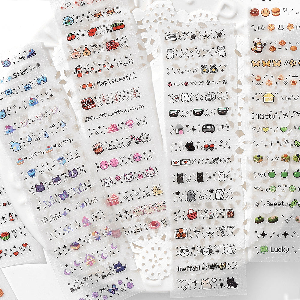 Mood Emoji PET Sticker 12 Sheets | Sparkle Finish planner sticker hobonichi style mini stickers bullet journal scrapbook