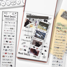 Load image into Gallery viewer, Mood Emoji PET Sticker 12 Sheets | Sparkle Finish planner sticker hobonichi style mini stickers bullet journal scrapbook
