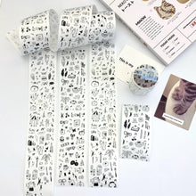 Load image into Gallery viewer, La Creme Washi Tape Everyday Doodles planner sticker bullet journal sticker junk journal washi tape washi stickers kiss cut black and white stickers 