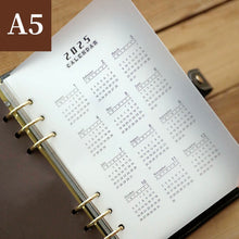 Load image into Gallery viewer, loose_leaf_notebook_divider_2025_calendar_a5