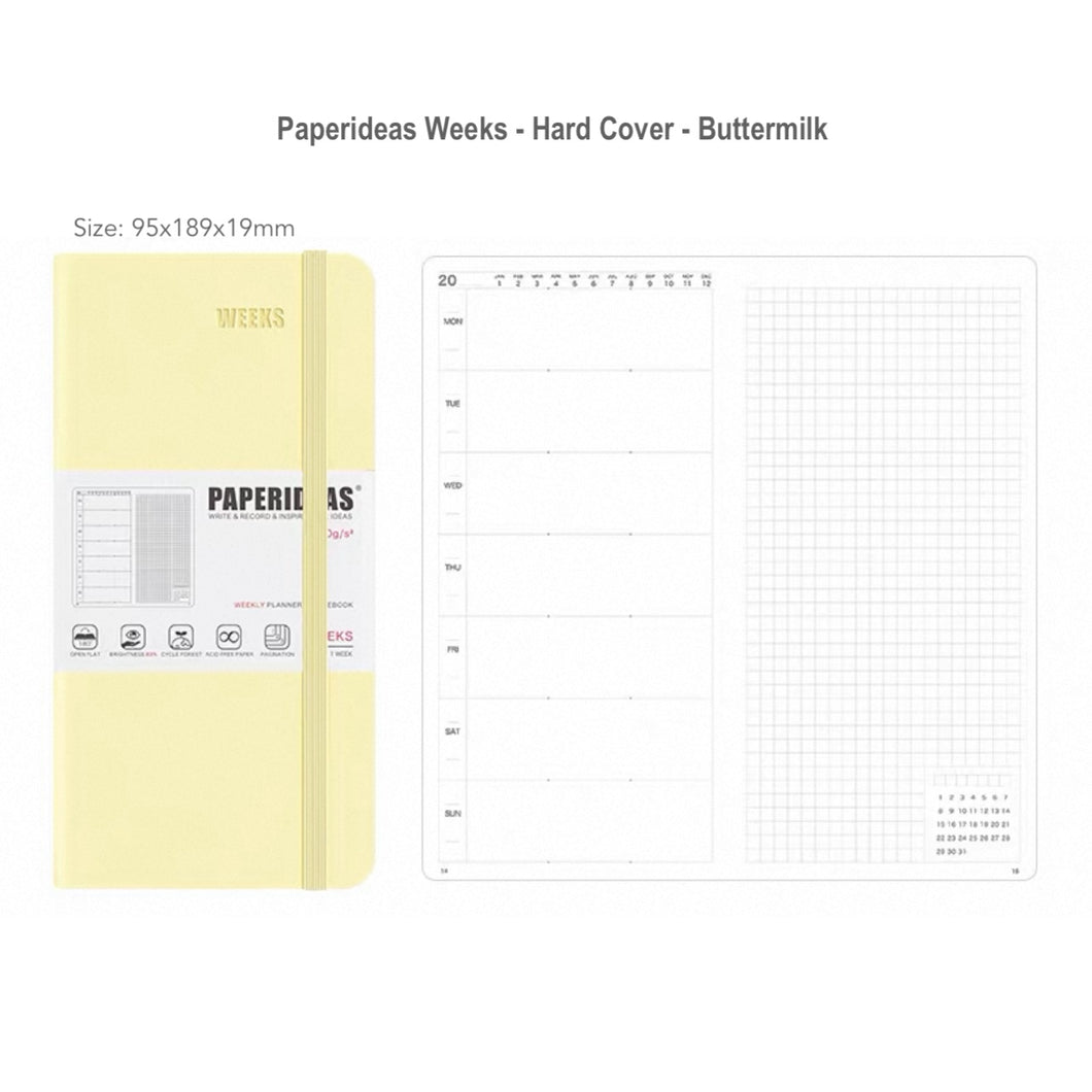 Paperideas Weeks Weekly and Monthly Planner HARD Cover Notebook Hobonichi cousin weeks hobo techo Buttermilk yellow