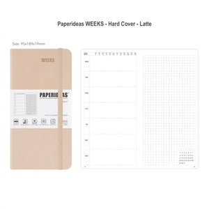 Paperideas Weeks Weekly and Monthly Planner HARD Cover Notebook Hobonichi weeks hobo techo latte