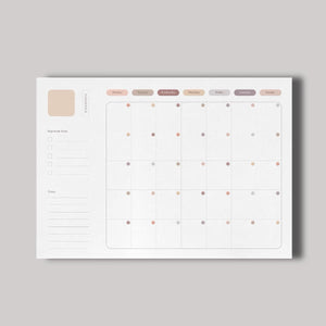 PaperNice Monthly Desk Pad Undated B5 aesthetic planner weekly plan weekly view deskpad notepad desk notepad 25 sheets beige 