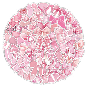 50 Stück Coquette Schleifen-Aufkleber – Rosa Vinyl-Sticker Für Scrapbooking & Deko