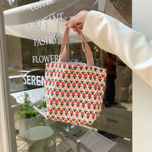 Load image into Gallery viewer, Floral Corduroy Tote Bag Small | Journal Travel Organiser lunch bag picnic beach bag journal stationery organiser study bag handbag