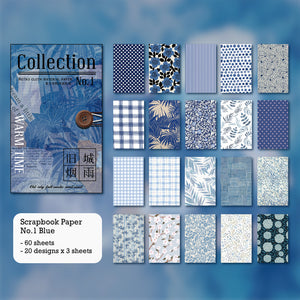 Scrapbook Paper Vintage Charm 13x8cm 60 sheets patterned craft paper traveler's notebook journal diary decoration creative journaling blue