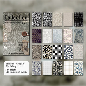 Scrapbook Paper Vintage Charm 13x8cm 60 sheets patterned craft paper traveler's notebook journal diary decoration creative journaling grey