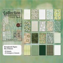 Load image into Gallery viewer, Scrapbook Paper Vintage Charm 13x8cm 60 sheets patterned craft paper traveler&#39;s notebook journal diary decoration creative journaling green