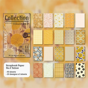 Scrapbook Paper Vintage Charm 13x8cm 60 sheets patterned craft paper traveler's notebook journal diary decoration creative journaling yellow