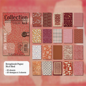 Scrapbook Paper Vintage Charm 13x8cm 60 sheets patterned craft paper traveler's notebook journal diary decoration creative journaling red