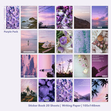 Load image into Gallery viewer, sticker-book-your-journey-20-sheets scrapbook bullet journal stickers creative journaling art journal purple pack