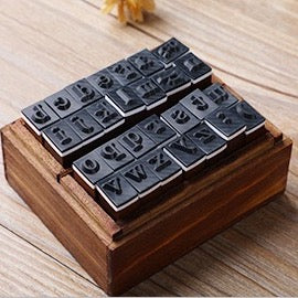 Vintage wooden stamps 28pcs alphabet lowercase rubber head stamps bullet journal scrapbook journaling stamps 