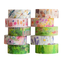 Load image into Gallery viewer, Washi Tape spring green 10 pack Bullet Journal Decoration Scrapbooking creative journaling