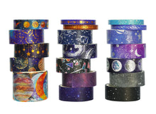 Load image into Gallery viewer, Washi Tape the cosmos blue purple black Bullet Journal Decoration Scrapbooking Set of 19 creative journaling