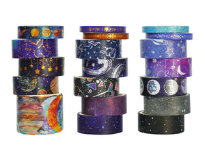 Washi Tape the cosmos blue purple black Bullet Journal Decoration Scrapbooking Set of 19 creative journaling