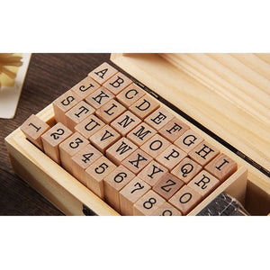 wooden-stamps-36pcs-bullet journal scrapbook journaling stamps alphabet and numbers