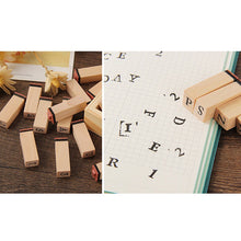 Load image into Gallery viewer, wooden-stamps-36pcs-bullet journal scrapbook journaling stamps alphabet and numbers