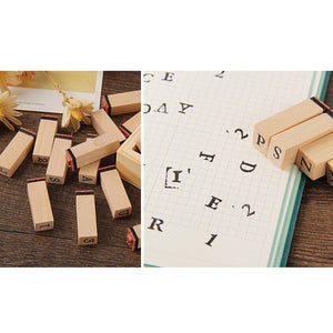 wooden-stamps-36pcs-bullet journal scrapbook journaling stamps alphabet and numbers