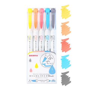 zebra mildliner brush pens blue pack bullet journal highlighter