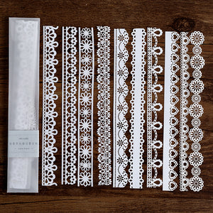 white lace paper patterned craft material junk journaling 10 sheets lace trim strips