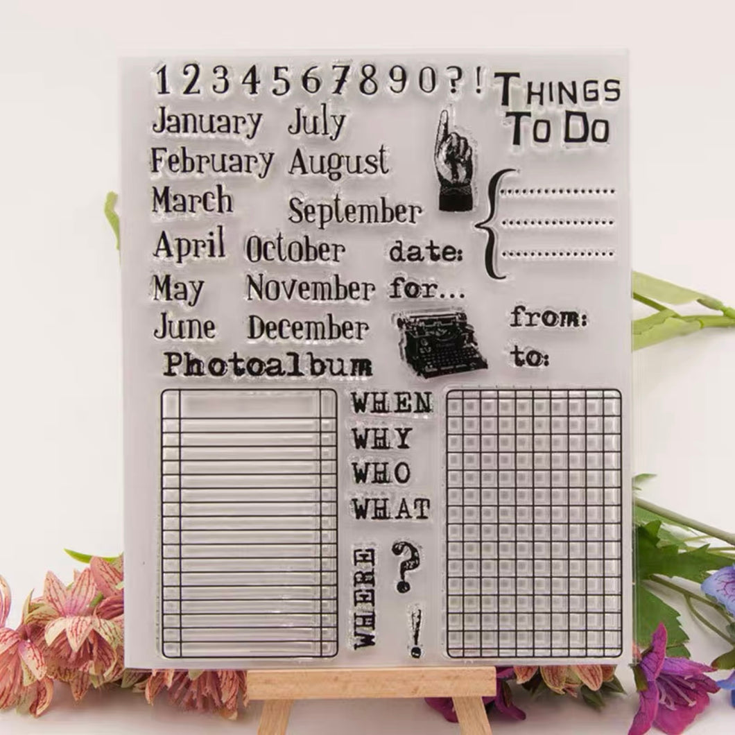 Clear Stamp To Do List Months numbers bullet journal craft supply