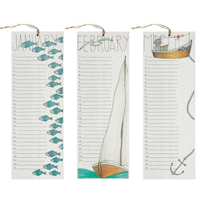Wall Planner Perpetual Calendar Seaside hedgehog journals recycled paper