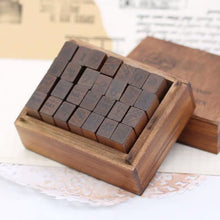 Load image into Gallery viewer, Vintage wooden stamps 28pcs dates and numbers rubber head stamps bullet journal scrapbook journaling stamps 