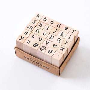 Wooden Stamps | Small Letters and Symbols 30 Pcs