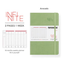 Load image into Gallery viewer, Paperideas 18 Month Timeline Weekly Planner A5 Hard Cover Notebook hobonichi avocado green