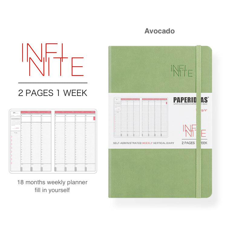 Paperideas 18 Month Timeline Weekly Planner A5 Hard Cover Notebook hobonichi avocado green