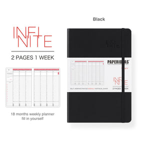 Paperideas 18 Month Timeline Weekly Planner A5 Hard Cover Notebook hobonichi black