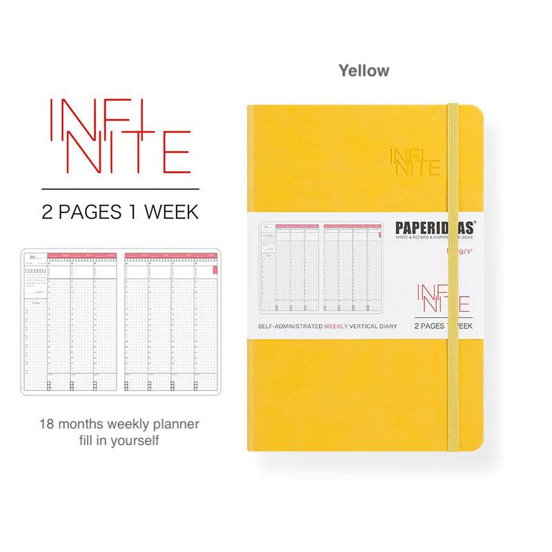 Paperideas 18 Month Timeline Weekly Planner A5 Hard Cover Notebook hobonichi bright yellow