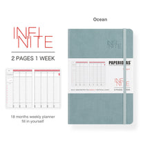 Load image into Gallery viewer, Paperideas 18 Month Timeline Weekly Planner A5 Hard Cover Notebook hobonichi ocean blue