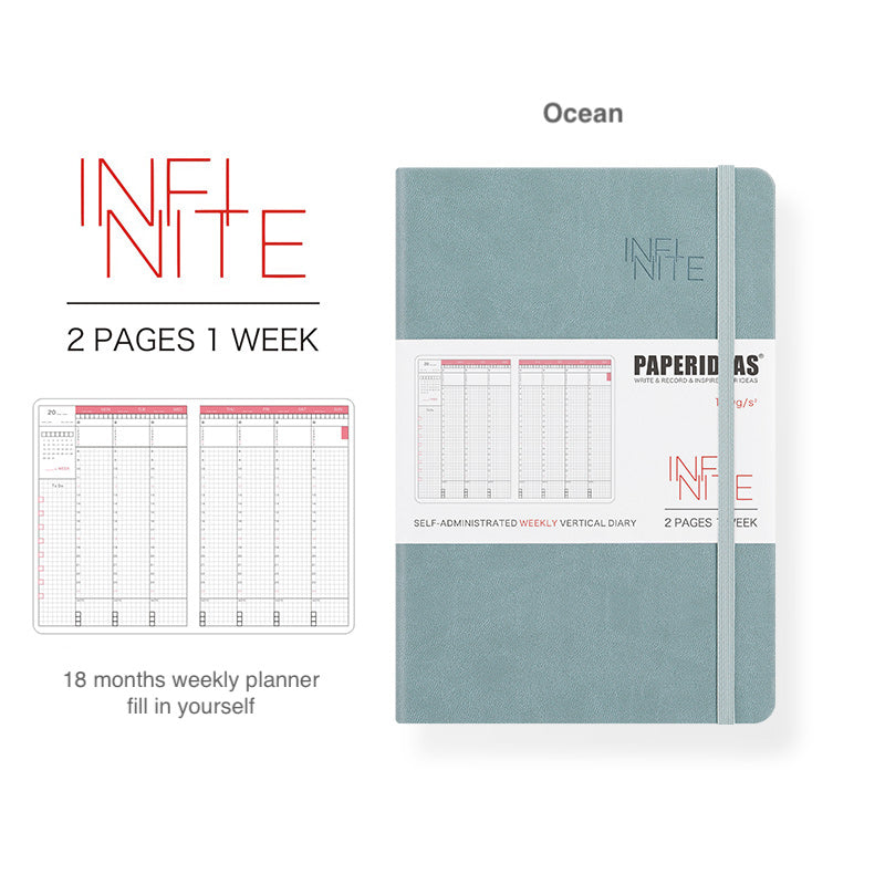 Paperideas 18 Month Timeline Weekly Planner A5 Hard Cover Notebook hobonichi ocean blue