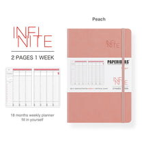 Load image into Gallery viewer, Paperideas 18 Month Timeline Weekly Planner A5 Hard Cover Notebook hobonichi peach pink