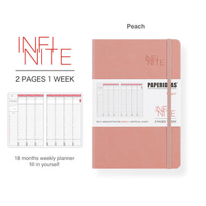 Paperideas 18 Month Timeline Weekly Planner A5 Hard Cover Notebook hobonichi peach pink
